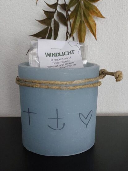Windlicht S blauw -GHL (tekens