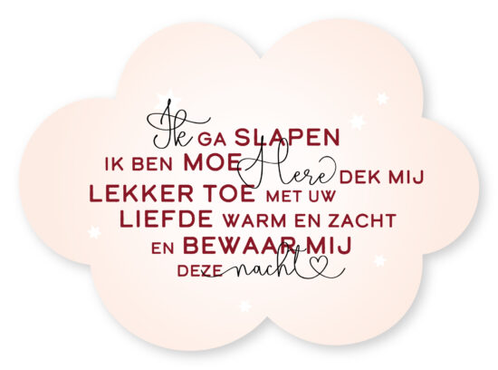 Muurvorm wolk - Ik ga slapen, ik ben moe (roze)